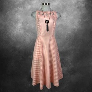 Voodoo Vixen Retro Vintage Look 50s 60s Gingham Flare Swing Dress S